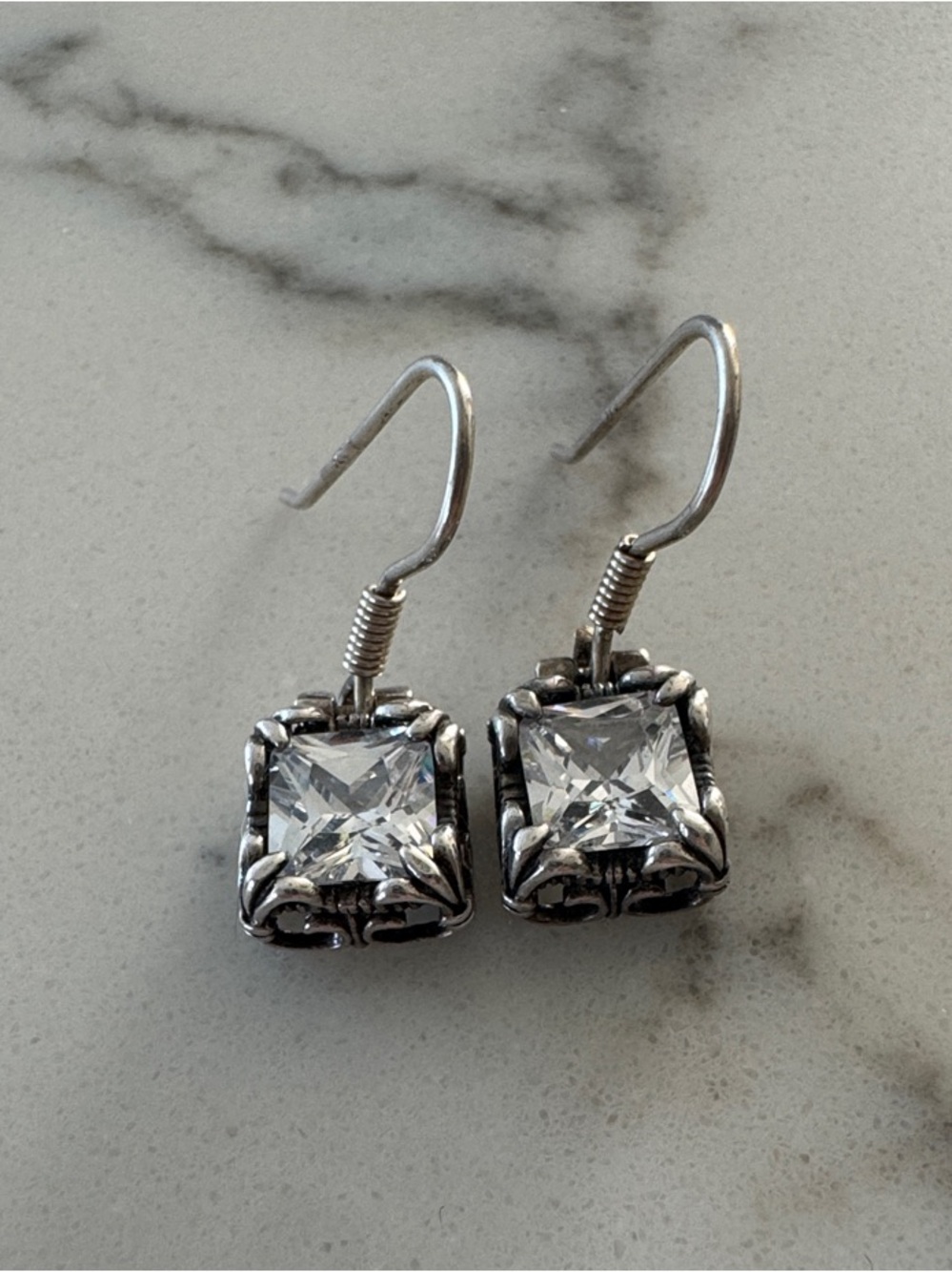 Silpada 925 Sterling Silver Uptown CZ Cubic Zirconia Dangle Earrings HTF W0975